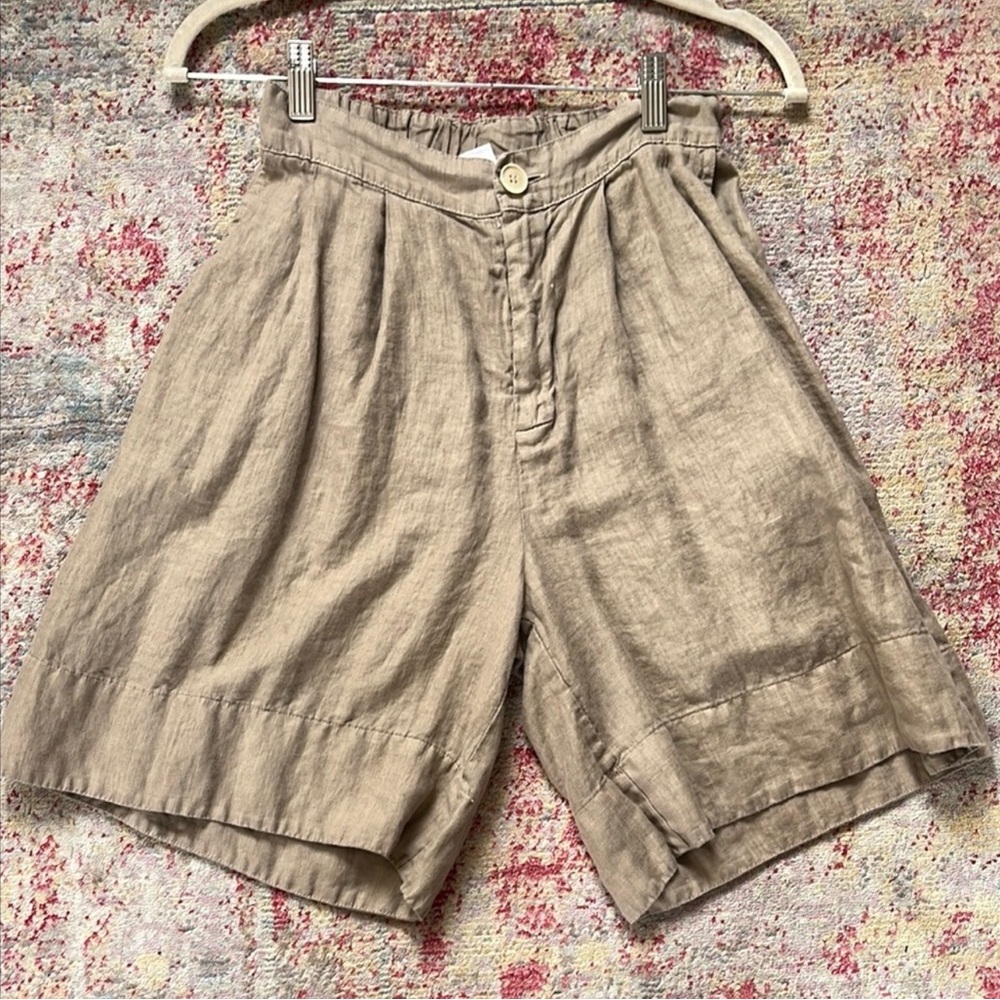 MOVING SALE CP Shades Light Brown Linen Bermudas